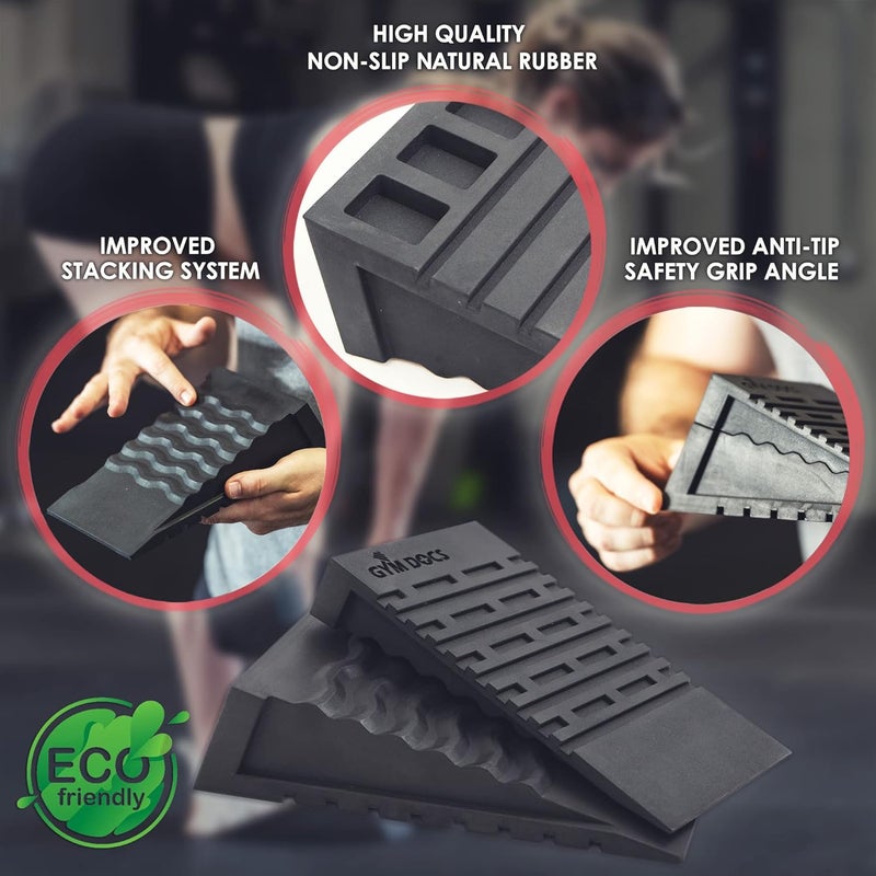 Gym Docs Squat Wedge Block: Doctor-Designed Pair of Adjustable, Non-Slip Slant Boards for Elevated Heel Squats, Deadlifts, and Calf Stretching - Physical Therapy Equipment for Strength Training - Image 2